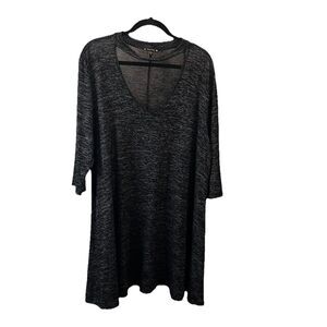 Try This Gray Heathered Space Dye Long Sleeve V Neck Dress Womens Size 2X